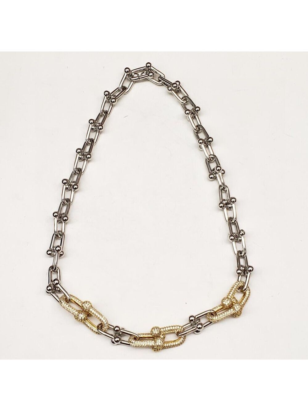 925 Pure Silver and Gold Plated Horse Shoe Necklace Chain